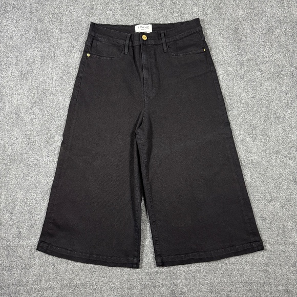 Frame Womens Black Denim Palazzo Wide Leg Below Knee Shorts Jorts Size 32 0601 - Picture 1 of 12